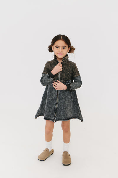 Denim black zip dress by Crew Kids