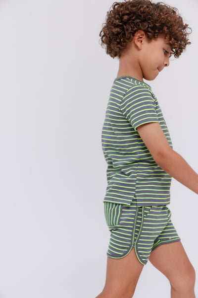 Neon stripe green tee by Crew Kids