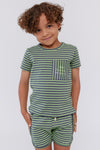 Neon stripe green tee by Crew Kids