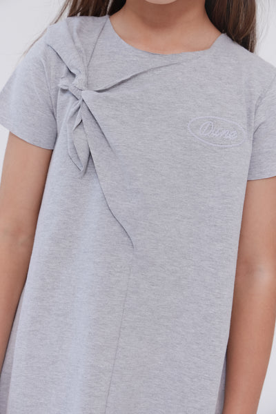 Knot grey cotton dress by Crew Kids