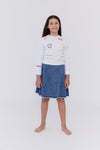 Stitch detail blue skirt by Crew Kids