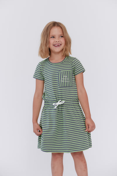 Neon stripe green dress by Crew Kids