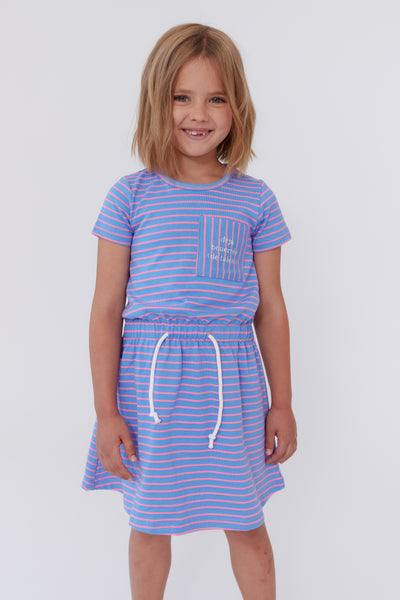 Neon stripe blue dress by Crew Kids