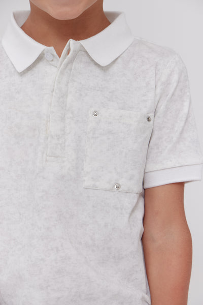 Grommet white pocket polo by Crew Basics