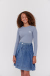 Wide pleated light blue skirt by Crew Basics