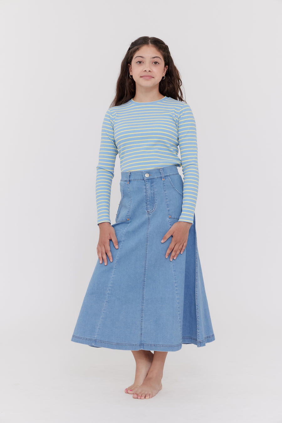 Pocket light blue maxi skirt by Crew Basics