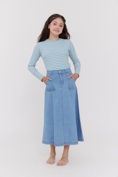 Pocket light blue maxi skirt by Crew Basics