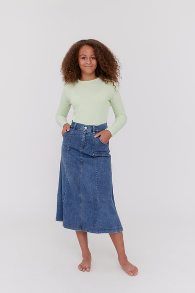 Pocket blue maxi skirt by Crew Basics