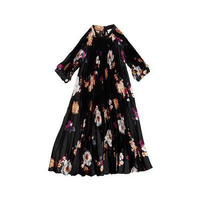 Pleated black floral dress by Christina Rohde