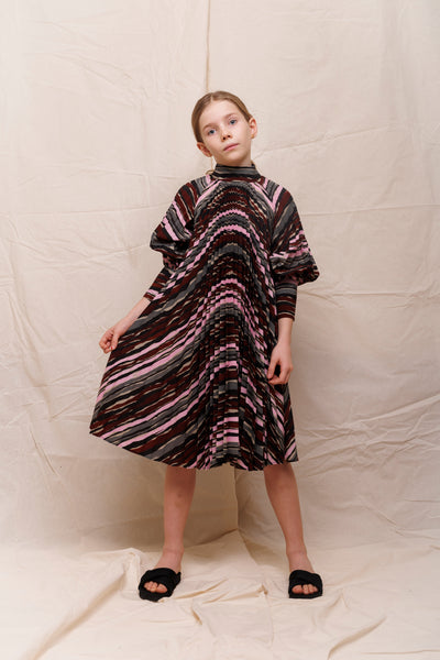 Multi striped pleated dress by Christina Rohde