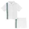 Stripe white/green shirt set by Mann