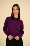 Removeable collared plum sweater by Luna Mae