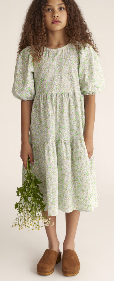 Tiered neon green floral dress by Cozmo