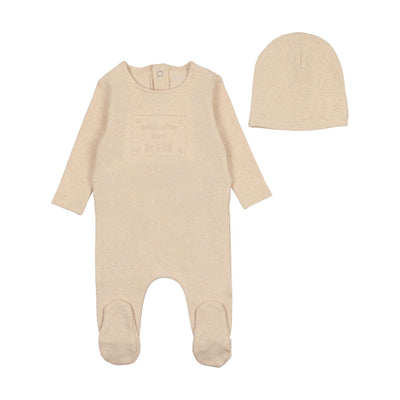 Plaque butterscotch footie + beanie by Bee & Dee