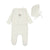 Center embossed white boys footie + bonnet by Bee & Dee