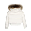 Shearling collar natural fur off white coat by Ellabee