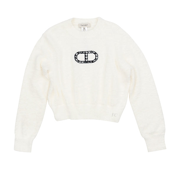 Furry T logo sweater by Twinset