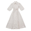 Tie belt tan linen dress by Alexandre Laurent