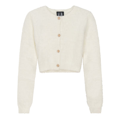 Furry cream cardigan by Gem