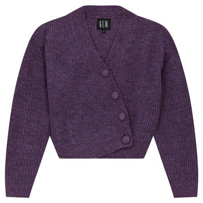 Plum crossed button cardigan by Gem