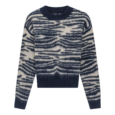 Zebra pattern navy sweater by Gem