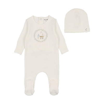 Gingham cradle boys footie + beanie by Bee & Dee