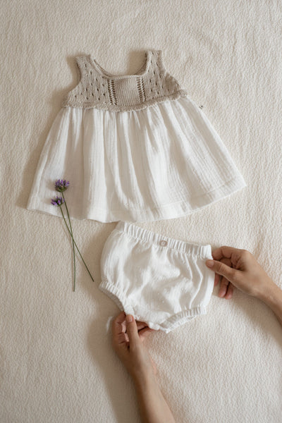 Lola beige dress + bloomer by 1 + In The Family