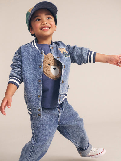 Dreamy Denim Bomber Jacket by Hux Baby