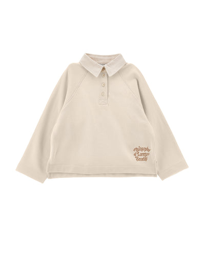 Embroidered logo cream polo by Philosophy