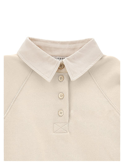 Embroidered logo cream polo by Philosophy