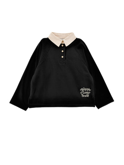 Embroidered logo black polo by Philosophy