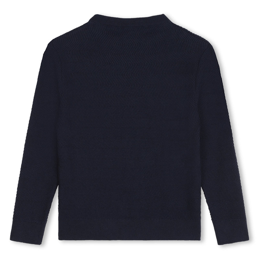 Tone on tone navy sweater by Boss