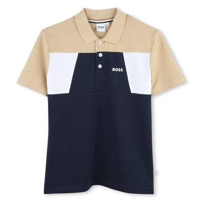 Colorblock navy polo by Boss