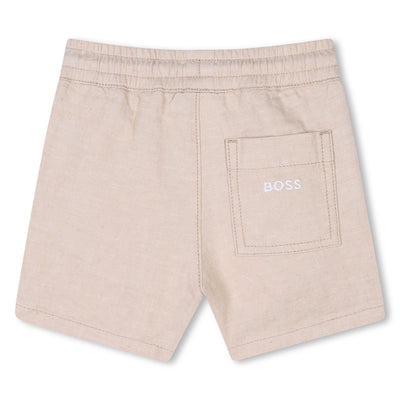 Stone linen cotton shorts by Boss