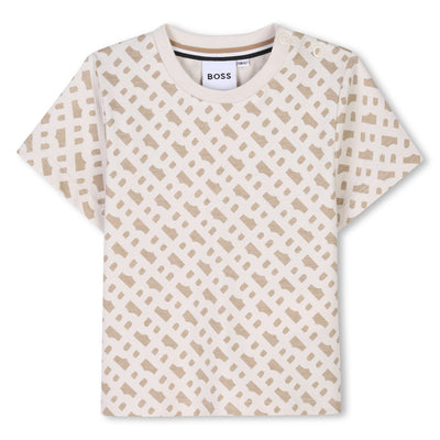 Allover B sand baby t-shirt by Boss