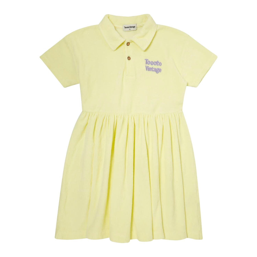 Short Sleeves Yellow Terry Dress by Tocoto Vintage