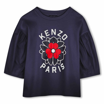 Puff sleeves navy flower t-shirt by Kenzo