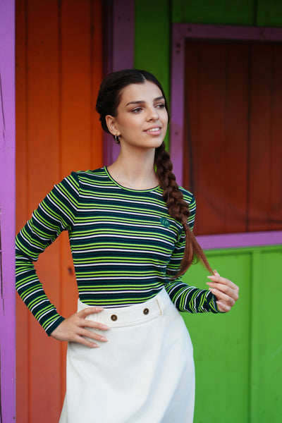 Ella forest stripe tee by Luna Mae