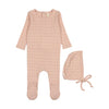 Linear printed shell pink footie set by Lilette