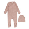 Scattered branch pink footie set by Lilette