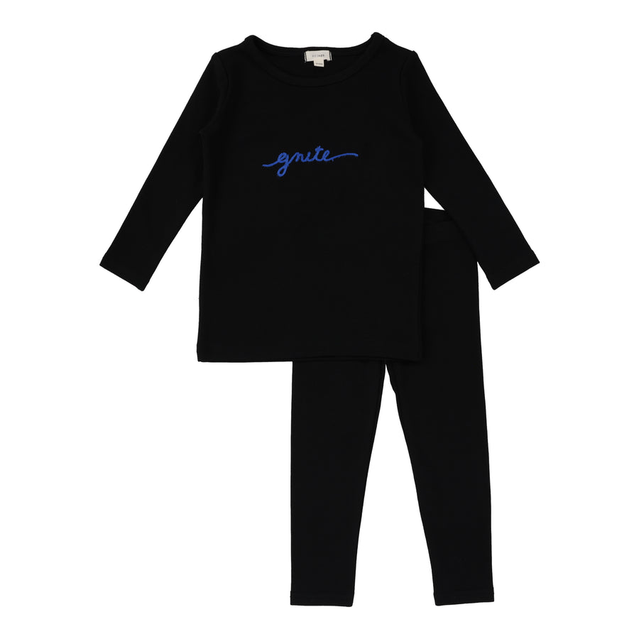 Gnite black/blue lounge set by Lil Leggs