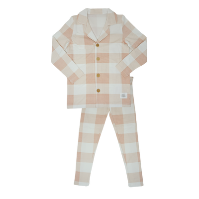 Large pink plaid grandpa pajamas by Little Label