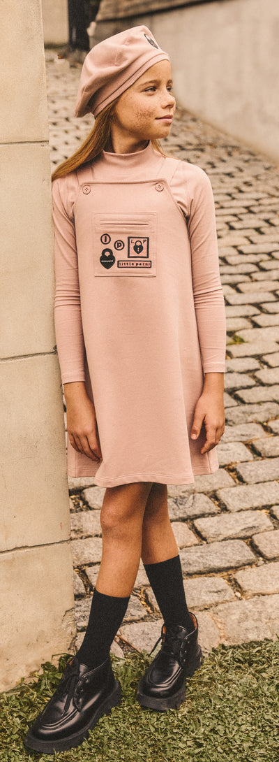 Multi patch pink dress by Little Parni