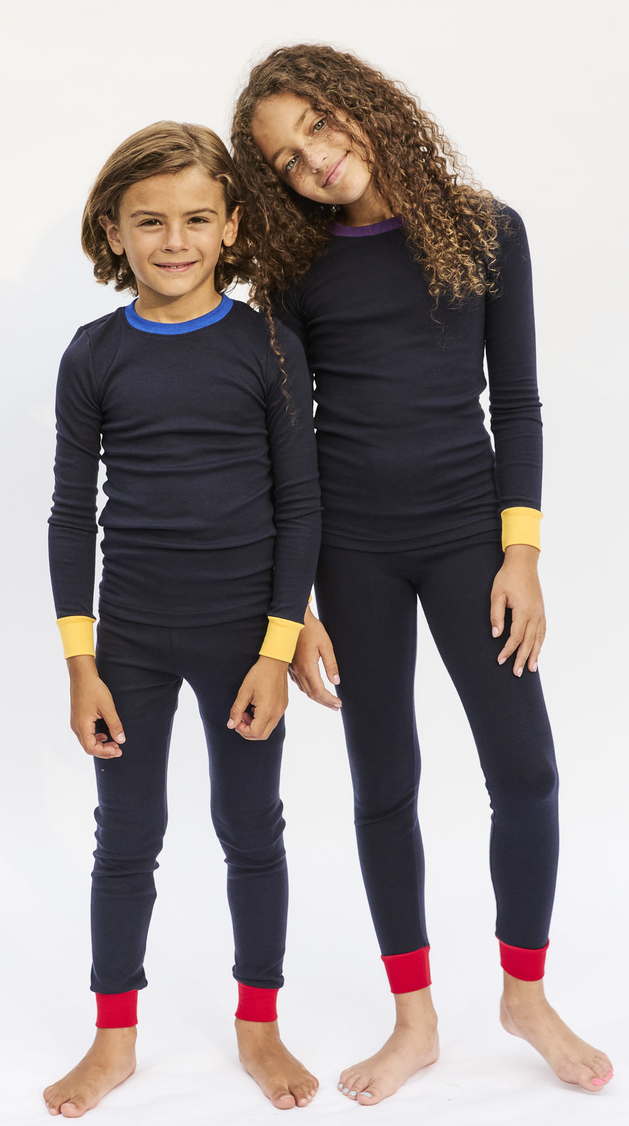 Colorblock navy/blue pajamas by Little Parni