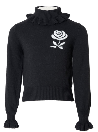 Jacquard rose black sweater by Mimisol