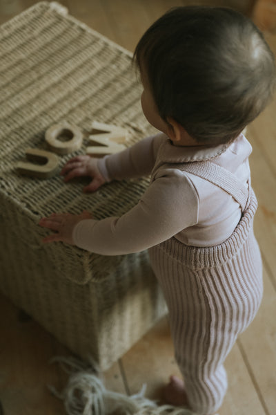 Oatmeal knit overall by Mema Knits