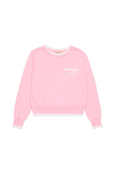 Trim knit pink sweater by N21