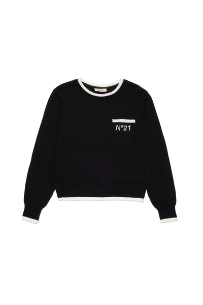 Trim knit black sweater by N21