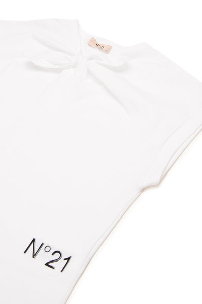 Bow neck white t-shirt by N21