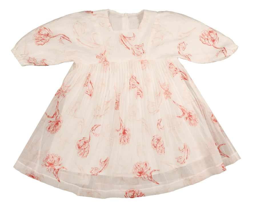 Printed floral peach square neck dress by Noma